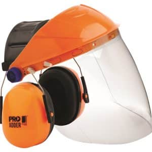 Pro Choice Safety Gear Browguard + Clear Visor + Adder Earmuff Combo