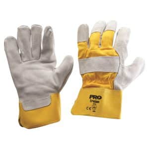 Yellow/Grey Leather Gloves - Large