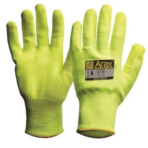 Arax® Gold Hi-Vis Yellow With Hi-Vis Yellow PU Palm Gloves