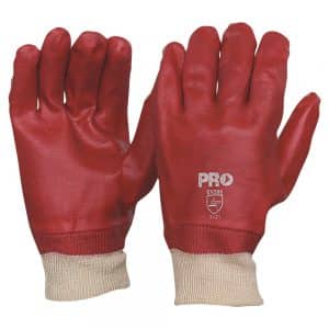 27cm Red PVC / Knit Wrist Gloves - Large