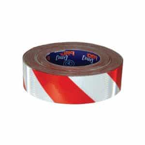 Self Adhesive Red & White Reflective Hazard Tape - 50m x 50mm