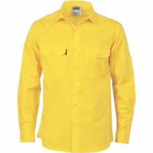 Cotton Drill Work Shirt With Gusset Sleeve - Long Sleeve