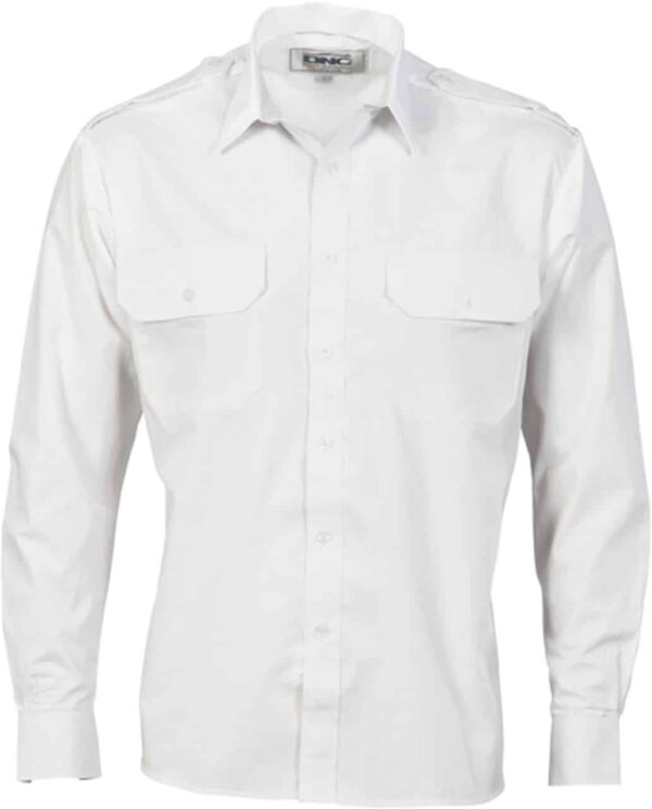 Epaulette Polyester/Cotton Work Shirt - Long Sleeve