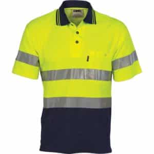 Hi Vis Two Tone Cotton Back Short Sleeve Polos with Generic Reflective Tape