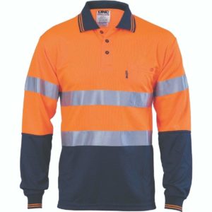 Hi-Vis D/N Cool Breathe Long Sleeve Polo Shirt with CSR Reflective Tape