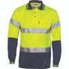 Hi-Vis D/N Cool Breathe Long Sleeve Polo Shirt with CSR Reflective Tape - Image 2