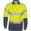 Hi-Vis D/N Cool Breathe Long Sleeve Polo Shirt with CSR Reflective Tape - polo