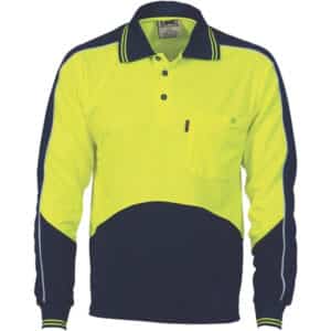 175gsm HiVis Panel Long Sleeve Polo Shirt