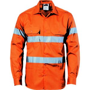 Hi Vis Long Sleeve Drill Shirt with CSR Reflective Tape