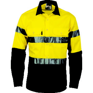 Hi Vis Two Tone Long Sleeve Drill Shirt with CSR Reflective Tape