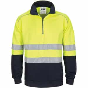 HiVis 1/2 Zip Fleecy with Hoop Pattern with CSR Reflective Tape