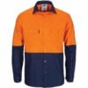 HiVis R/W Cool-Breeze T2 Vertical Vented Long Sleeve Cotton Shirt with Gusset Sleeves - Image 2