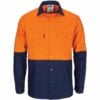 HiVis R/W Cool-Breeze T2 Vertical Vented Long Sleeve Cotton Shirt with Gusset Sleeves - hivis