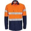 HiVis L/W Cool-Breeze T2 Vertical Vented Long Sleeve Cotton Shirt with Gusset Sleeves with Generic Tape - Image 3