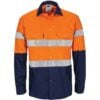 HiVis L/W Cool-Breeze T2 Vertical Vented Long Sleeve Cotton Shirt with Gusset Sleeves with Generic Tape - hivis