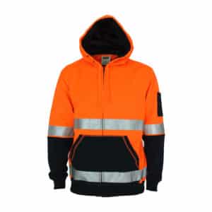 HiVis 2 Tone Full Zip Super Fleecy Hoodie with CSR R/Tape