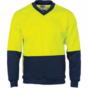 HiVis Two Tone Fleecy Sweat Shirt (Sloppy Joe) V-Neck