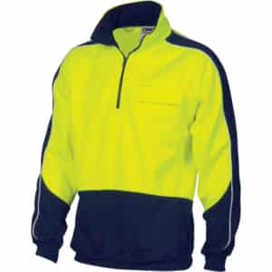 HiVis 2 Tone 1/2 Zip Hi-Neck Panel Fleecy Windcheater