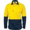HiVis Two Tone Close Front Long Sleeve Gusset Sleeve Cotton Drill Shirt - Image 2