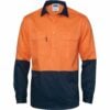 HiVis Two Tone Close Front Long Sleeve Gusset Sleeve Cotton Drill Shirt - Image 3