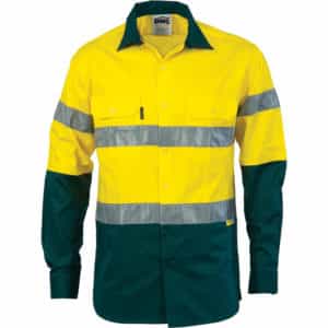 HiVis Cool-Breeze Cotton Long sleeve Shirt with 3M 8910 Reflective Tape