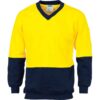 HiVis Two Tone Cotton Fleecy V-Neck Sweat Shirt - hivis