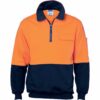 HiVis Two Tone 1/2 Zip Cotton Fleecy Windcheater - hivis