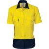 Ladies HiVis Two Tone Short Sleeve Cotton Drill Shirt - hivis