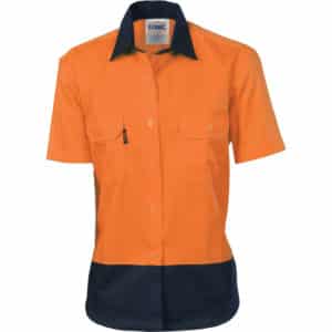 Ladies HiVis 2 Tone Cool-Breeze Short Sleeve Cotton Shirt