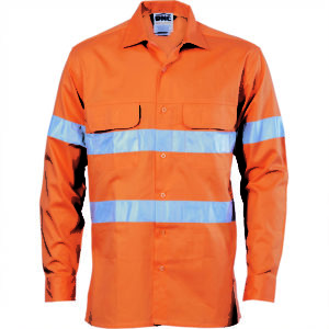 HiVis 3 Way Cool-Breeze Cotton Long Sleeve Shirt with 3M Reflective Tape