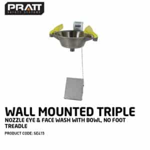 Wall Mounted Triple Nozzle Eye & Face Wash With Bowl & Foot Treadle
