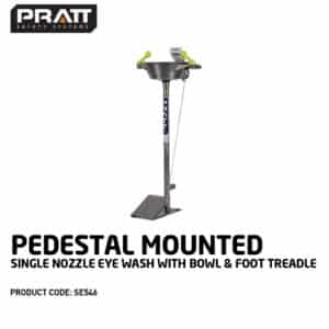 Pedestal Mounted Single Nozzle Eye Wash With Bowl & Foot Treadle
